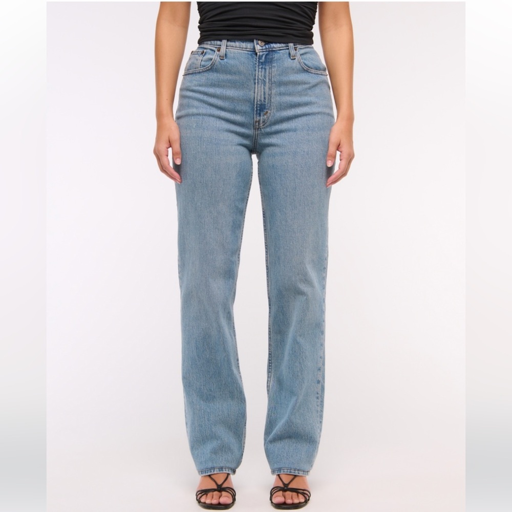 Abercrombie 90s Straight Ultra High Rise Jeans 30R - Curve Love - Picture 3 of 11